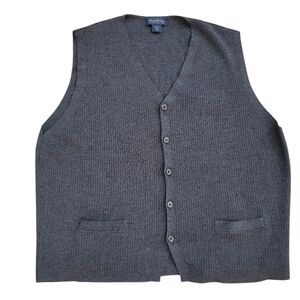 Brooks Brothers Mens Ribbed Knit Vest 100% Italian Merino Wool Size L